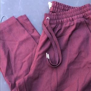 H&M Burgundy Drawstring Slacks